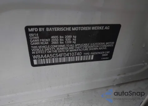 2015 BMW 428 Gran Coupe z USA, uszkodzony, nr VIN WBA4A5C54FD410740